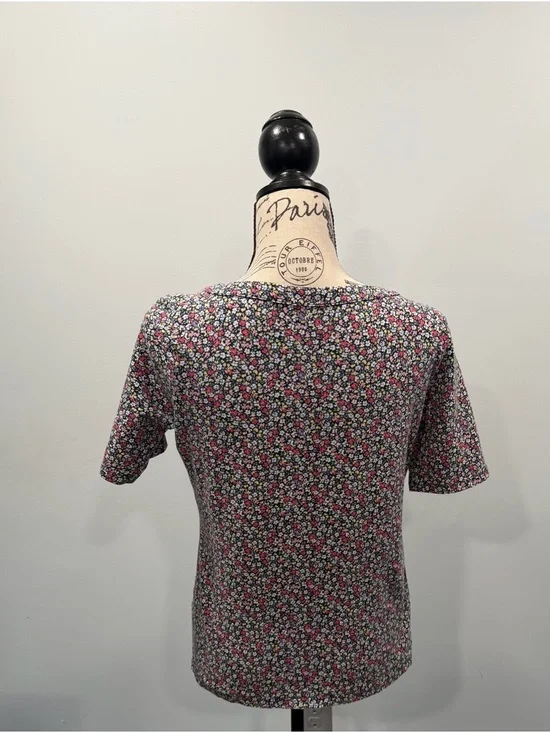 Talbots Pink Multi Floral Short Sleeve Crewneck Top - Picture 2 of 3